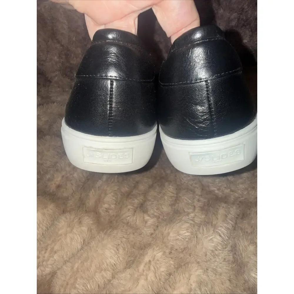 New J/Slides NYC black and white leather loafers, Slide On Shoes , size 11M